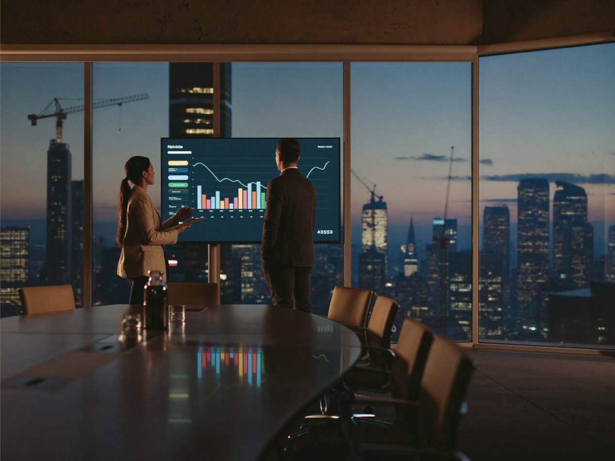 Executives reviewing program risk trends in a boardroom
